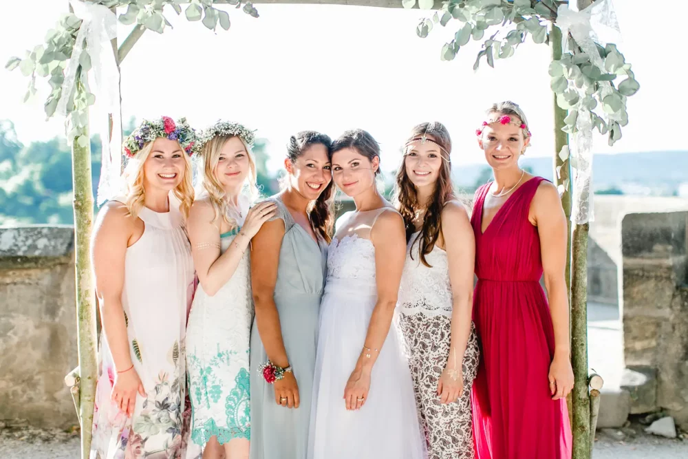 Brautjungfern Kleider zur Hochzeit in Bamberg mit Hochzeitsfotograf in Hochzeitslocation da Francesco